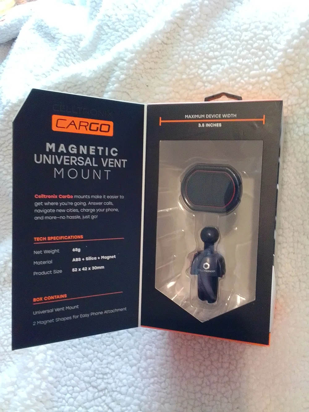 Cargo Celltronix Magnetic Universal Vent Mount - Black & Orange Accents